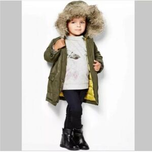 Baby Gap Anorak Parka Puffer Coat Olive Green Sz 4T